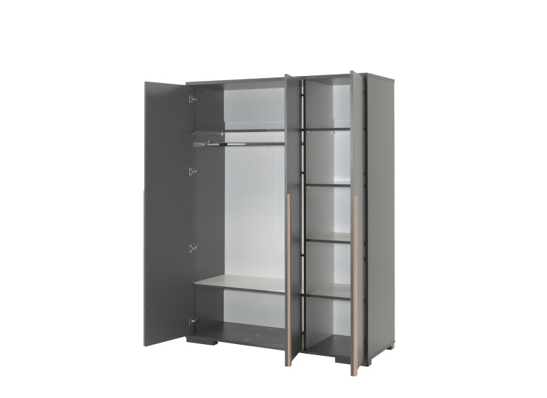 London Anthracite Triple Wardrobe - interior