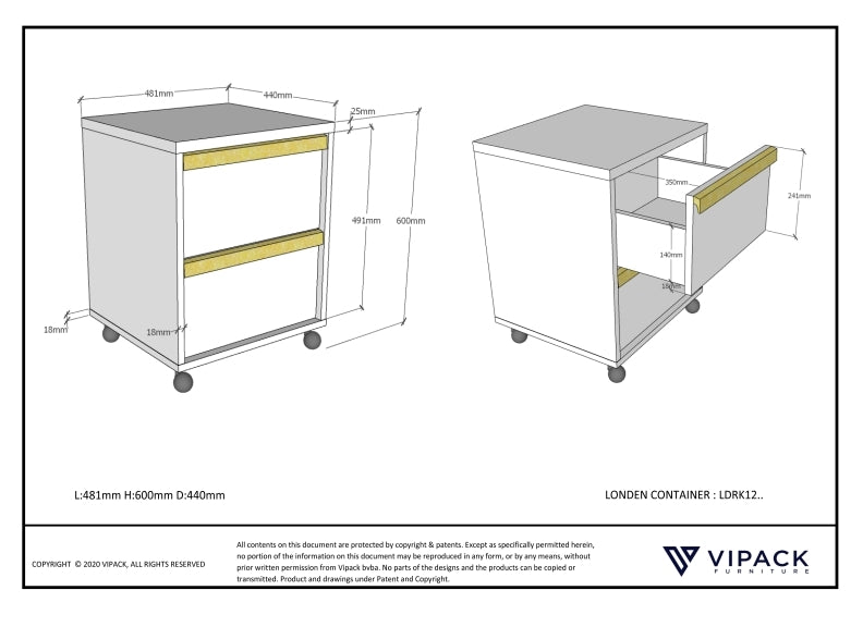 London Drawer Trolley Dimensions
