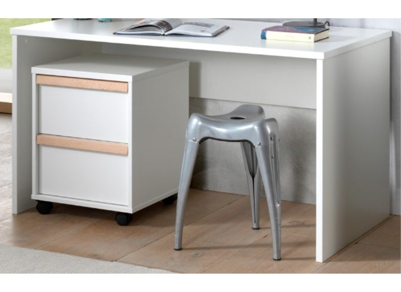 London White Desk W/Optional Drawer Trolley