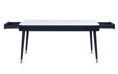 Louis Black Fluted Stone Top Dining Set: A Luxurious Centerpiece for Memorable Gatherings by Homeline Furniture (Free Nationwide Delivery in 3-5 Weeks)