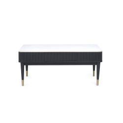 Louis Black Fluted Stone Top Coffee Table with Drawers: Luxury Meets Practicality by Homeline Furniture (Free Nationwide Delivery in 3-5 Weeks)