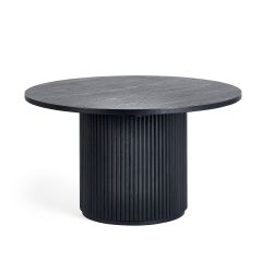 Louis Black Fluted Round Coffee Table: Elevate Your Living Space with Contemporary Elegance by Homeline Furniture (Free Nationwide Delivery in 3-5 Weeks)