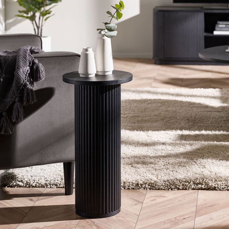 Louis Black Fluted Drinks Table: A Luxurious Touch for Your Living Space by Homeline Furniture (Free Nationwide Delivery in 3-5 Weeks)