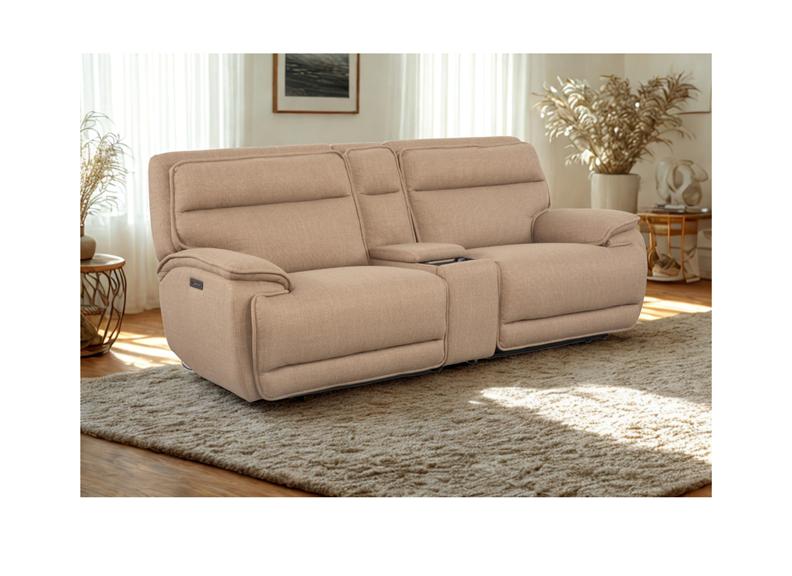 Louise Fabric Two Seat Powered Reclining 2PP Sofa – Polyester Electric Reclining Couch with Optional Charging/Beverage Console