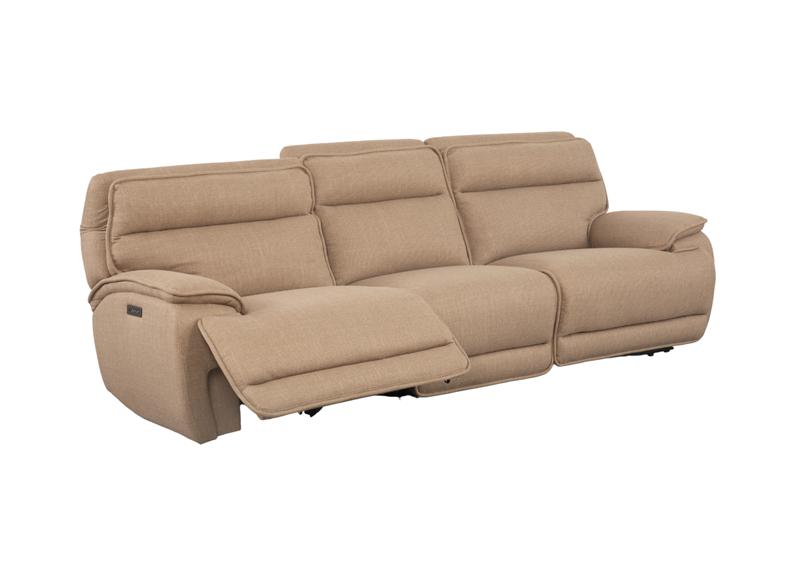 Louise Fabric Three Seat Powered Reclining 3PP Sofa – Polyester Electric Reclining Couch with Optional Charging/Beverage Console