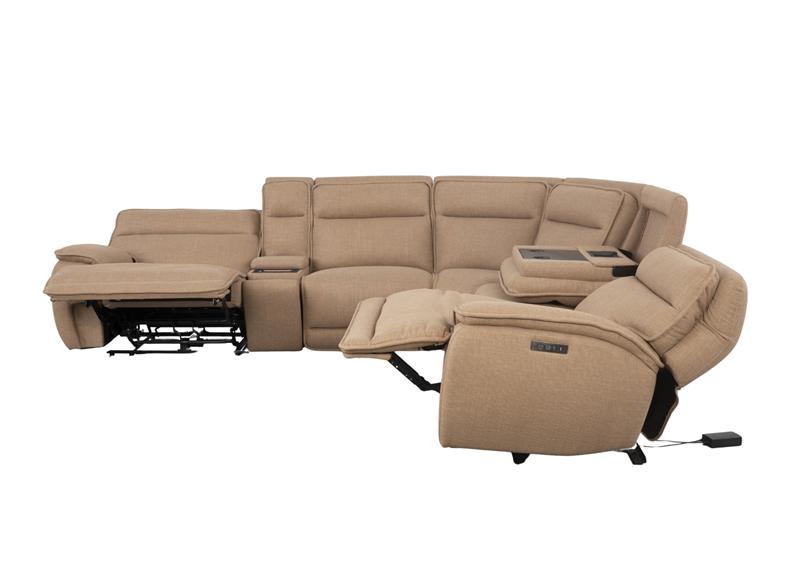 Louise Fabric Sectional Powered Corner Sofa – Polyester Electric Reclining Couch With Options