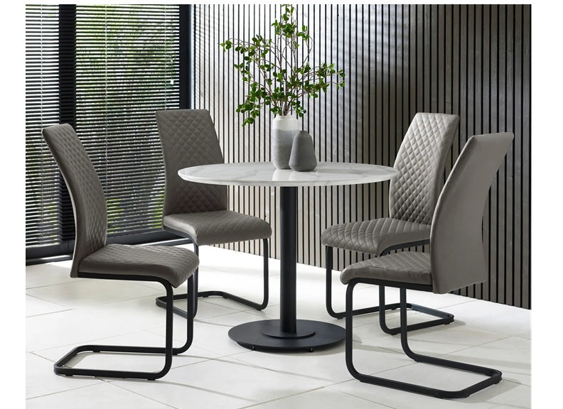 Luca 80cm Round Dining Table W/Xavier Chairs (Pre-Order Black)