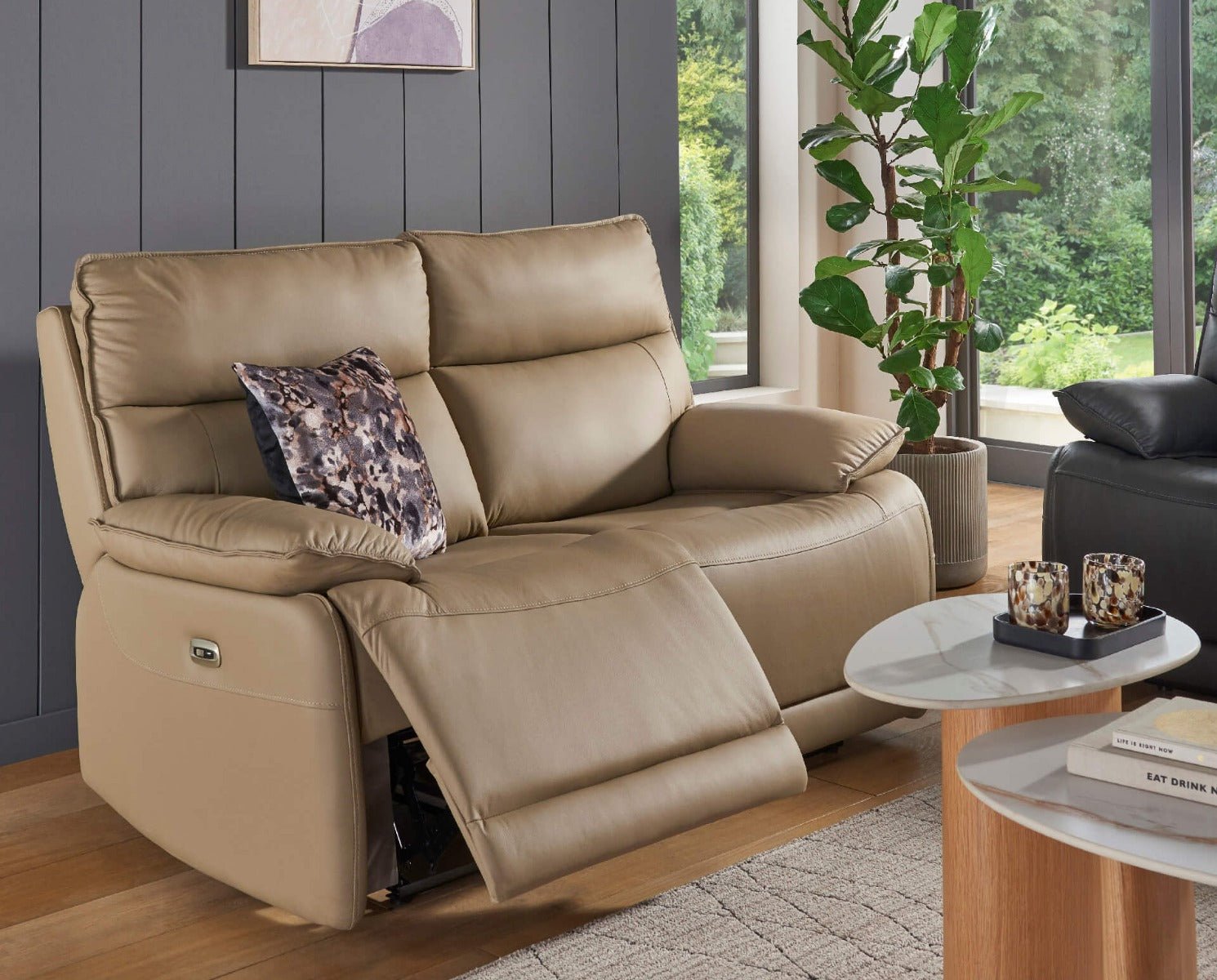 Lugo 2 Seater Electric Recliner - In Dark Grey or Latte