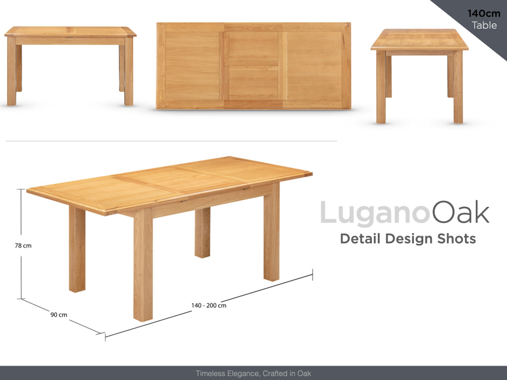 Lugano Oak 140cm Extension Dining Set