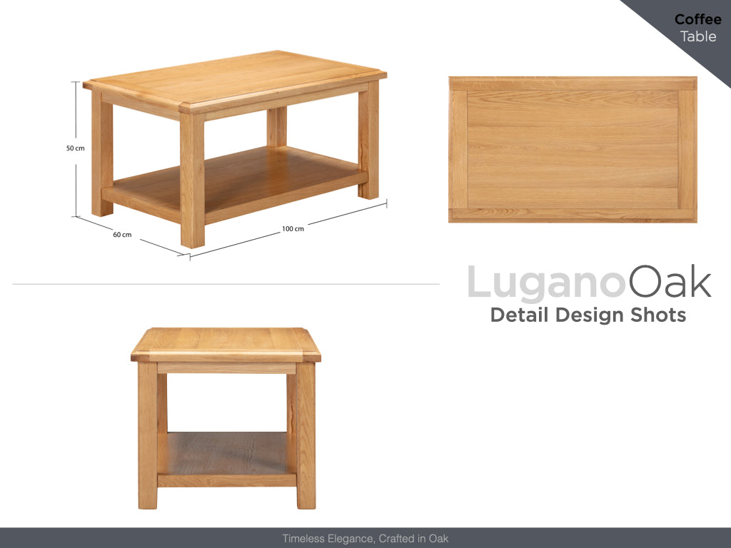 Lugano Oak Coffee table with shelf