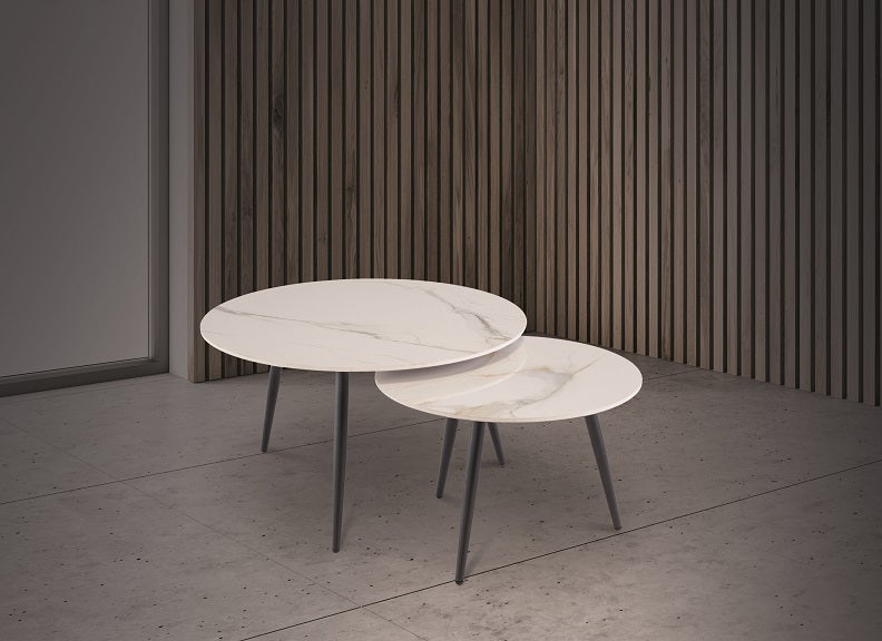 Luna White/Gold Coffee Table Set