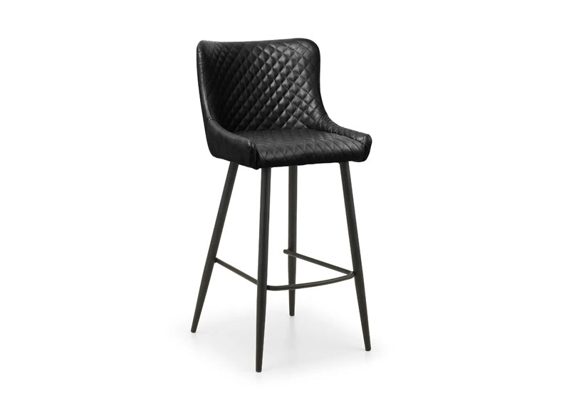 Luxe Black Faux Leather Stool