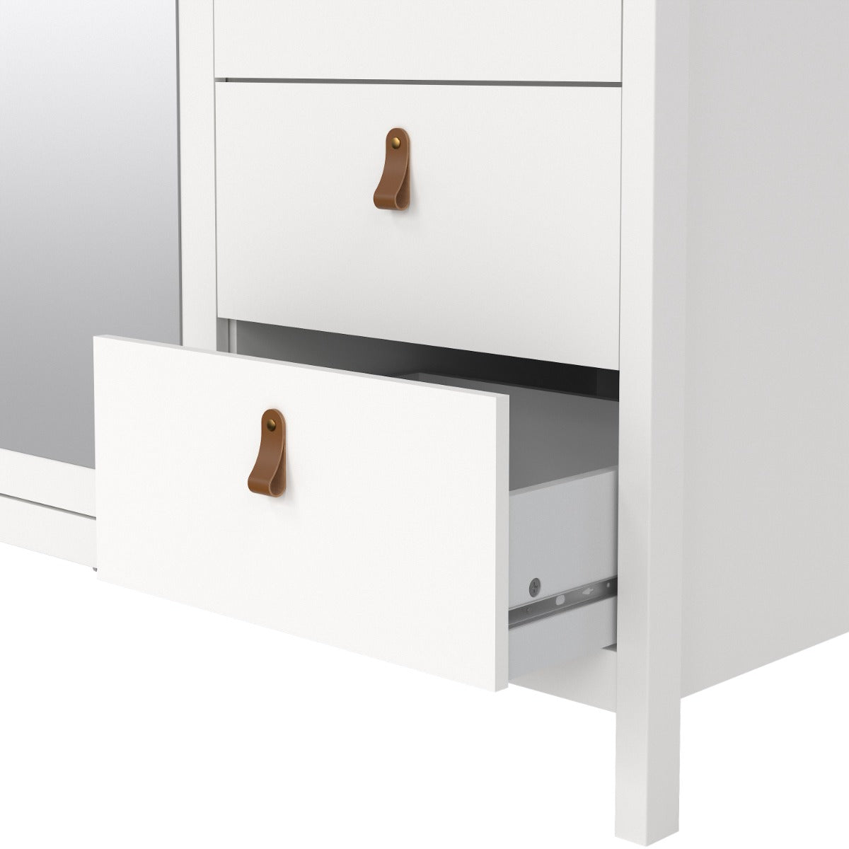 Madrid White Wardrobe with 2 Doors, 1 Mirror Door, and 2 Drawers