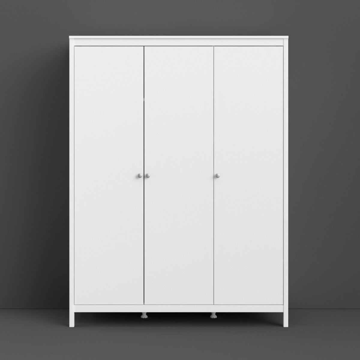 Sleek White Madrid 3-Door Wardrobe for Stylish Storage