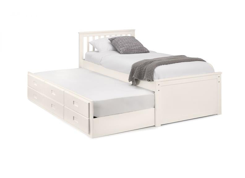 Maisie Bed With Underbed And Drawers - Surf White