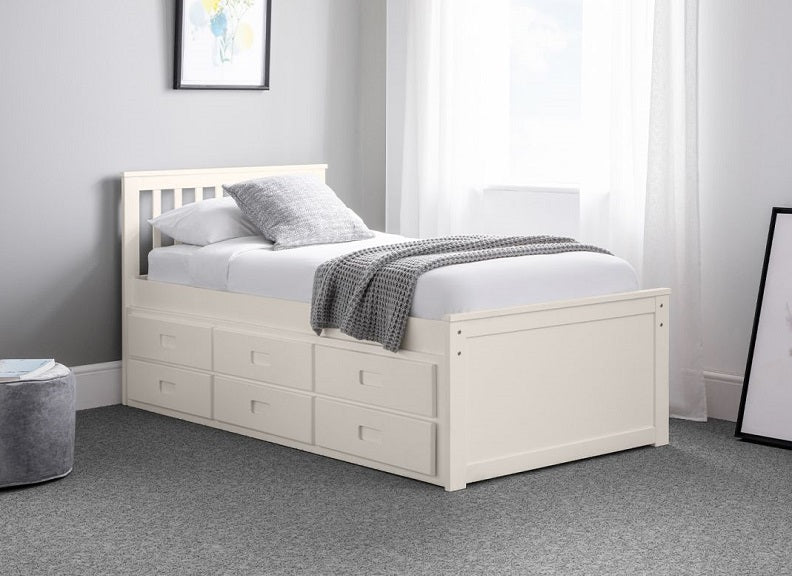 Maisie Bed With Underbed And Drawers - Surf White