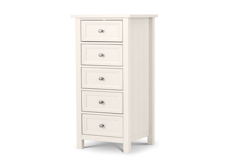 Maine White 5 Drw Tall Chest