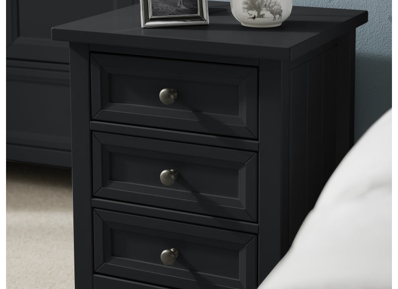 Maine Anthracite Three Drawer Bedside