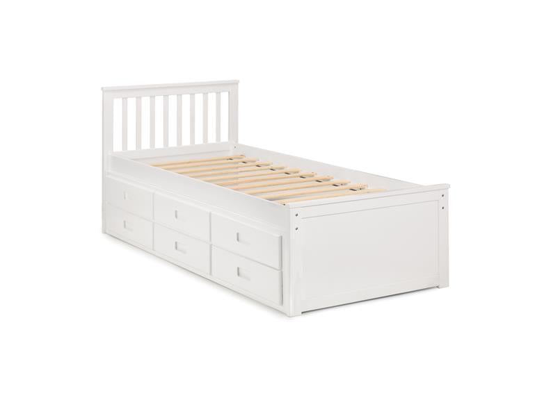 Maisie Bed With Underbed And Drawers - Surf White
