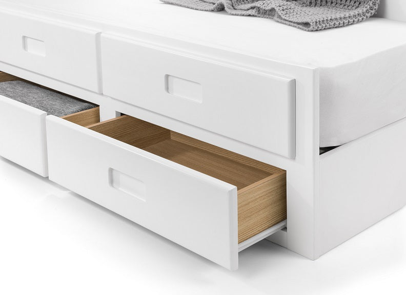 Maisie Bed With Underbed And Drawers - Surf White