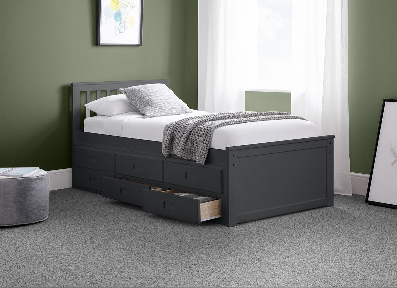Maisie Bed With Under bed And Drawers - Anthracite Grey