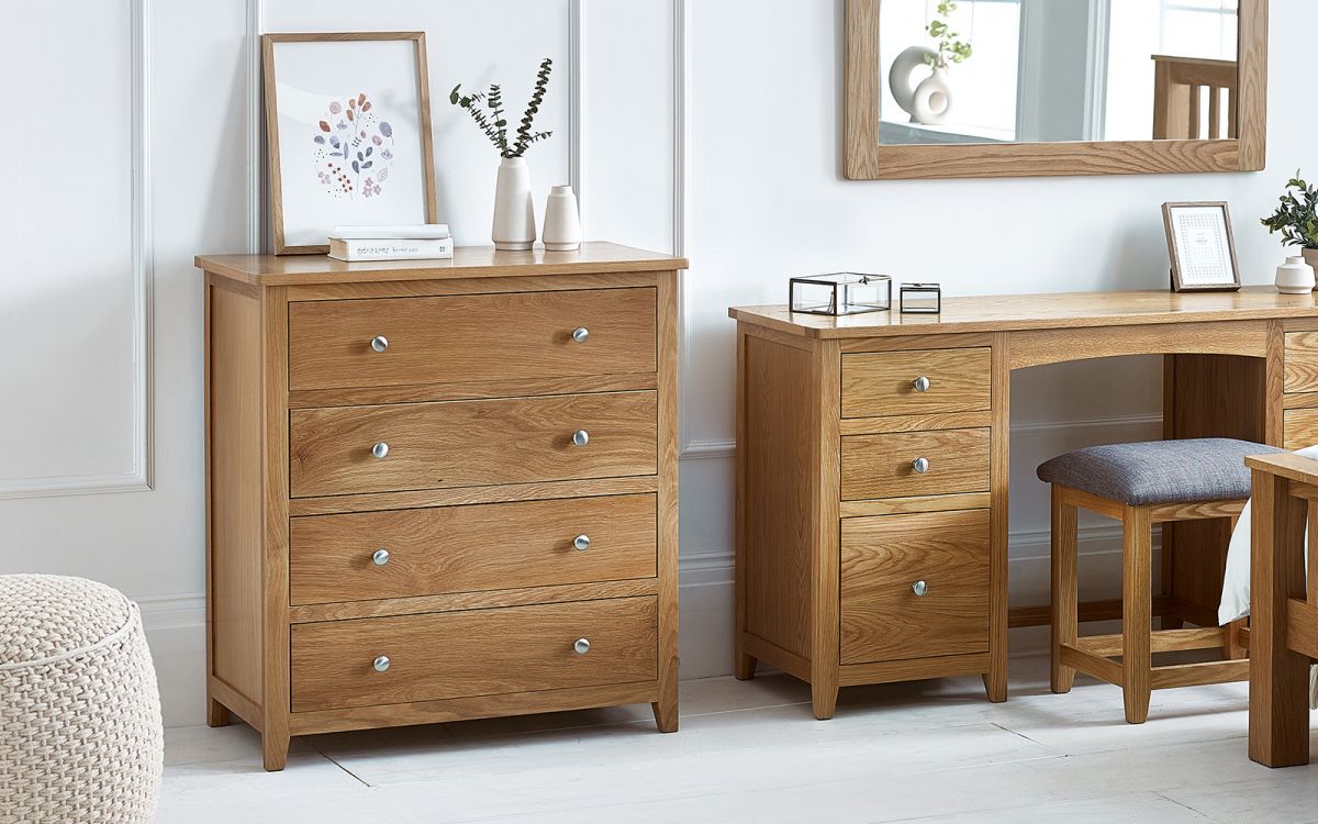 Mallory 4 Drawer Chest - Stylish Solid Oak Storage Solution for Your Bedroom | Delivery in 3-5 Weeks