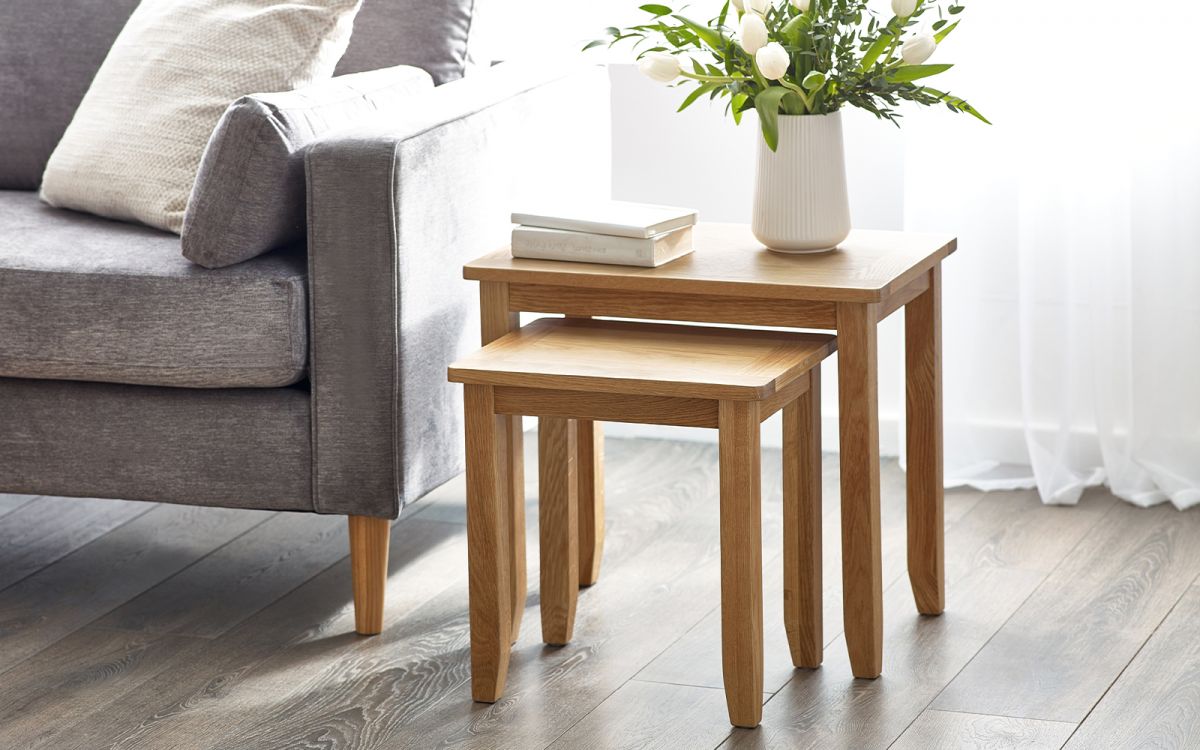 Mallory Nest of 2 Tables - Stylish Solid Oak Solution for Extra Surface Space