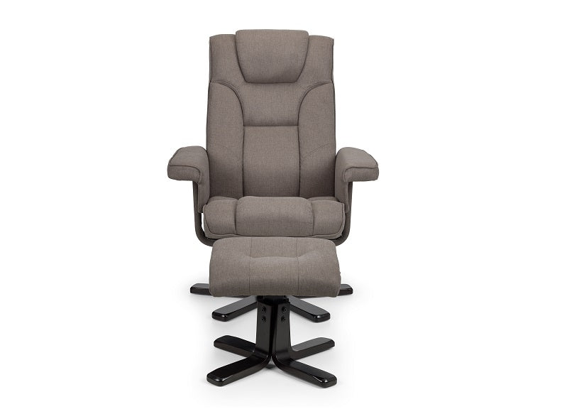 Malmo Grey Linen Recliner & Footstool front