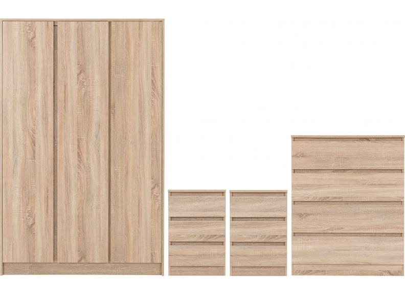 Malvern Sonoma Oak Three Door wardrobe Set