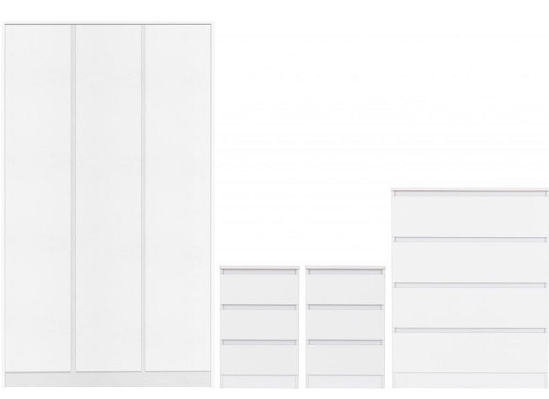 Malvern Three Door Wardrobe Set In White