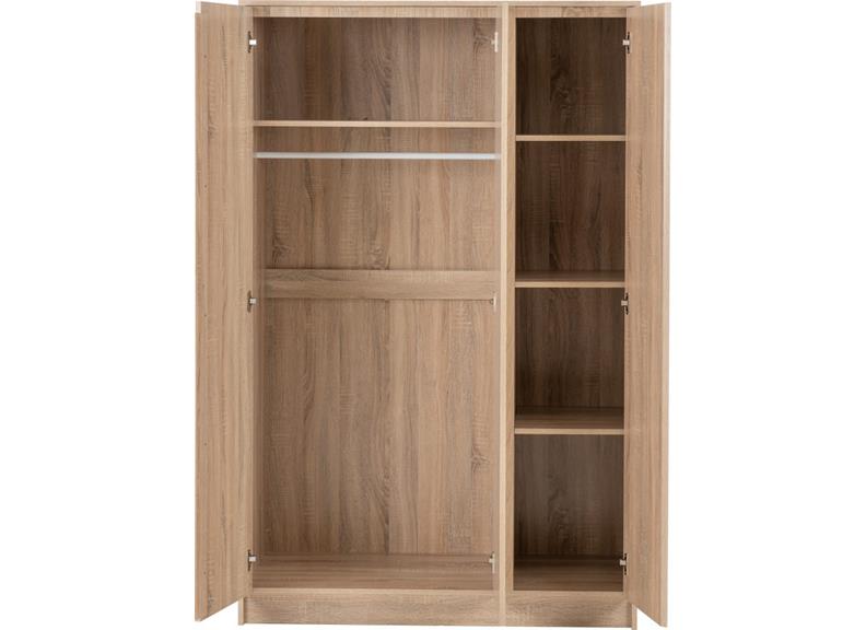 Malvern Sonoma Oak Triple Wardrobe - interior
