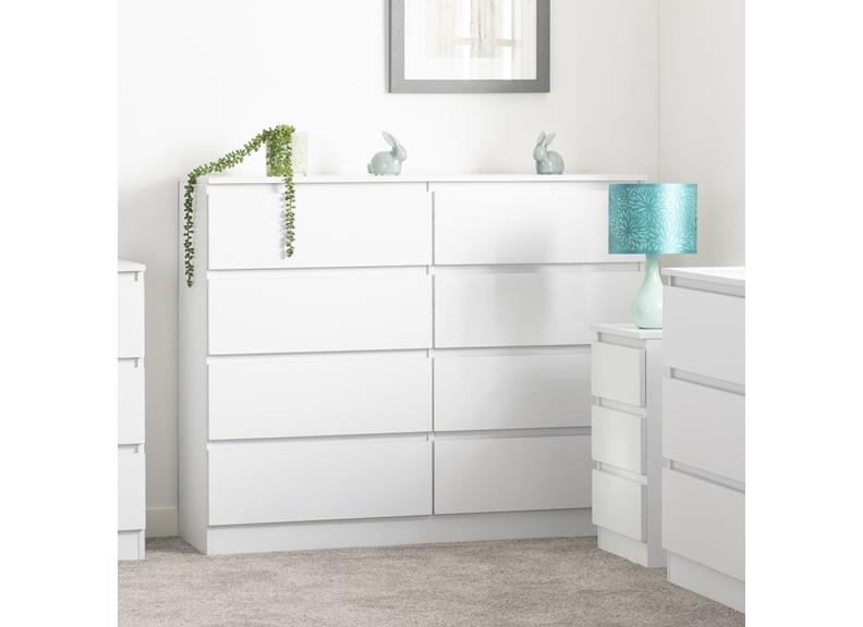 Malvern White 8 Drawer Chest