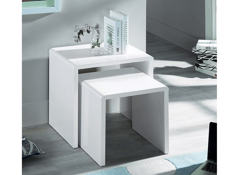 Manhattan High Gloss Table Nest – White Lacquered Nesting Tables