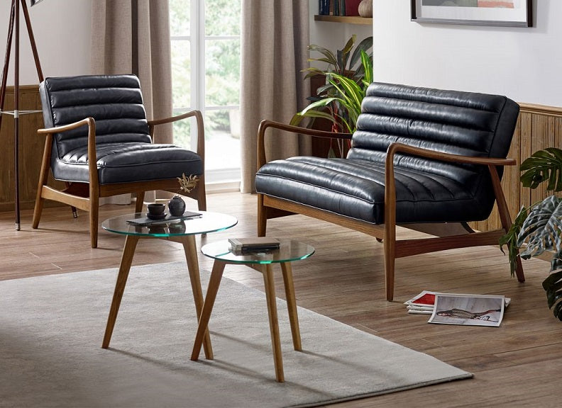 Marshall Fixed Armchair - Black Faux Leather (Pre-Order Only)