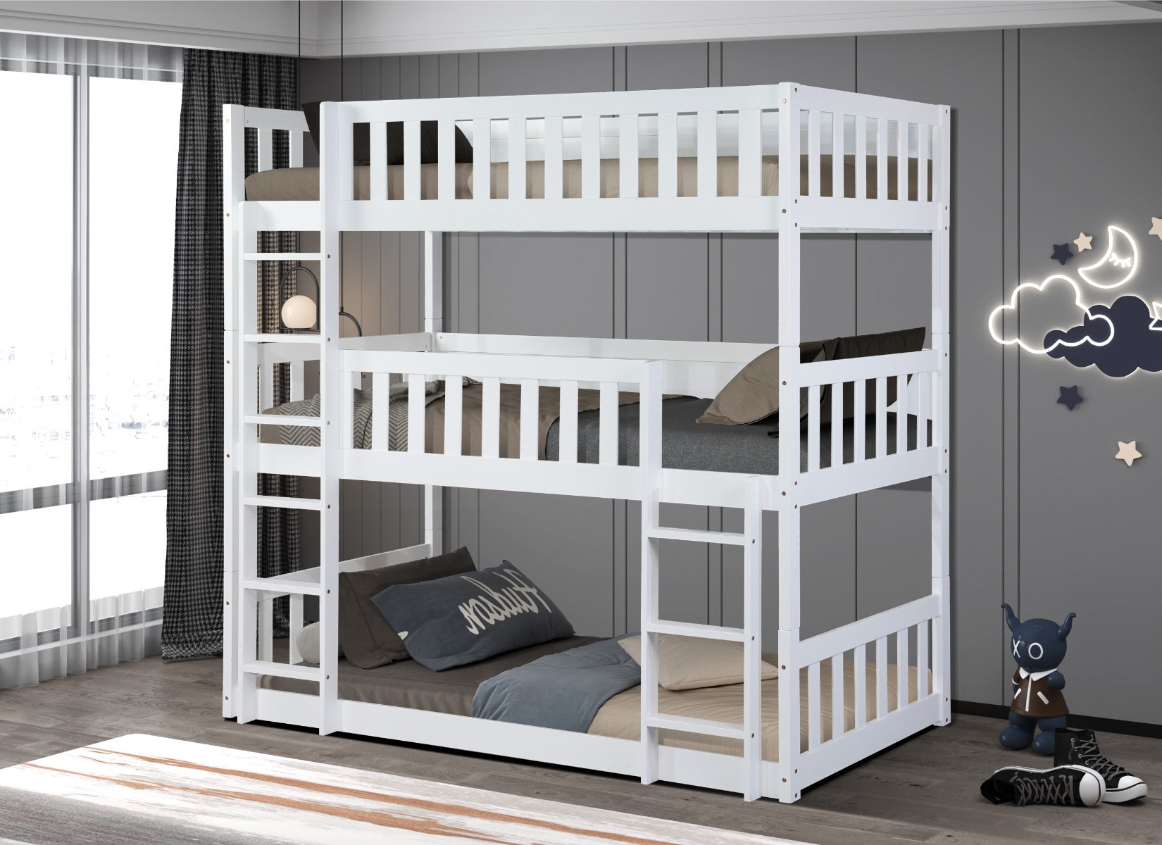 Melvin Triple Tier Bunk - Space-Saving Bunk Bed for Kids or Guests