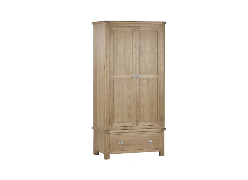 Memphis Limed Oak Two Door One Drawer Wardrobe