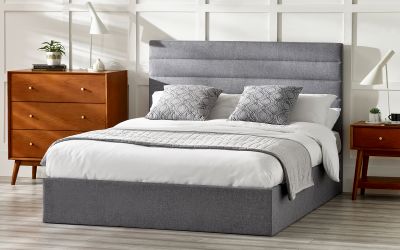 Merida Lift-Up Storage Bed 135CM - Grey Linen | Ottoman Storage Bed