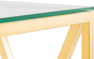 Miami Console Table – Gold Frame with Tempered Glass Shelf