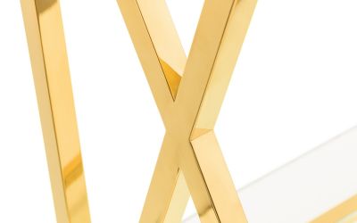 Miami Console Table – Gold Frame with Tempered Glass Shelf