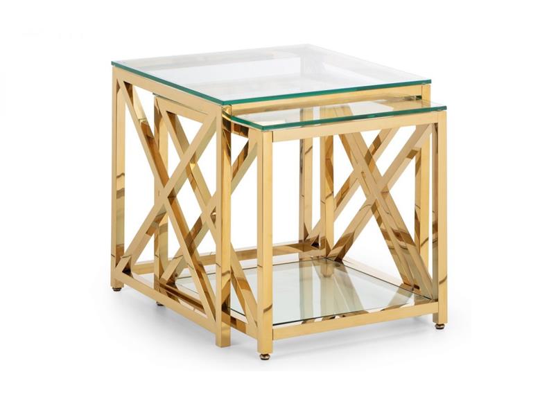 Miami Nest of Tables – Gold Frame & Tempered Glass