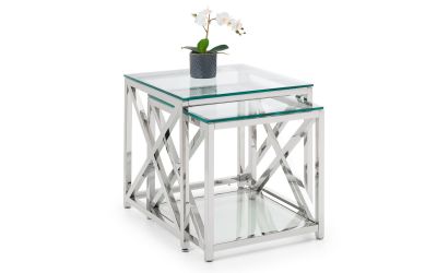 Miami Nest of Tables – Chrome Frame & Tempered Glass