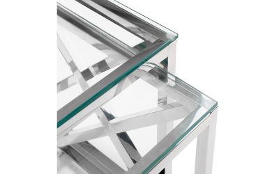 Miami Nest of Tables – Chrome Frame & Tempered Glass