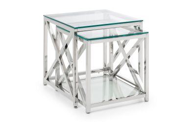 Miami Nest of Tables – Chrome Frame & Tempered Glass