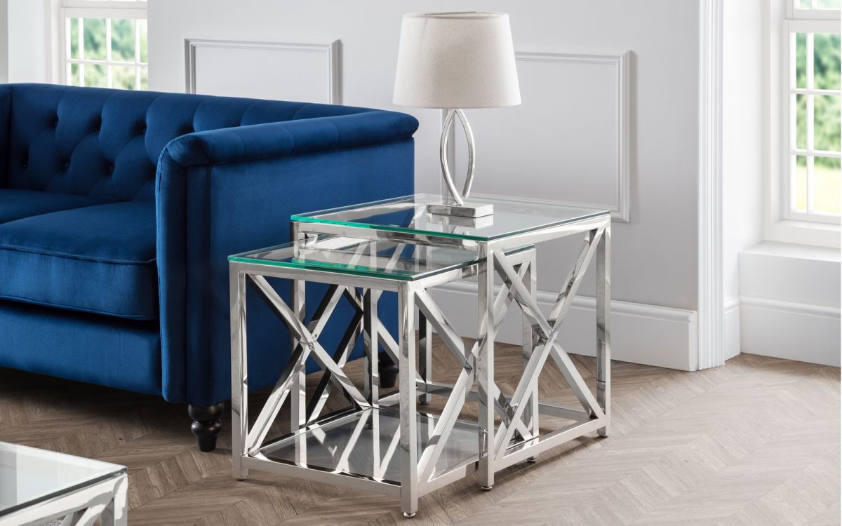 Miami Nest of Tables – Chrome Frame & Tempered Glass