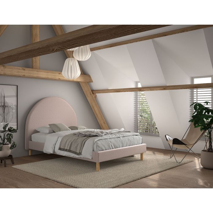 MOON BED 140 X 200 CM PINK BOUCLE
