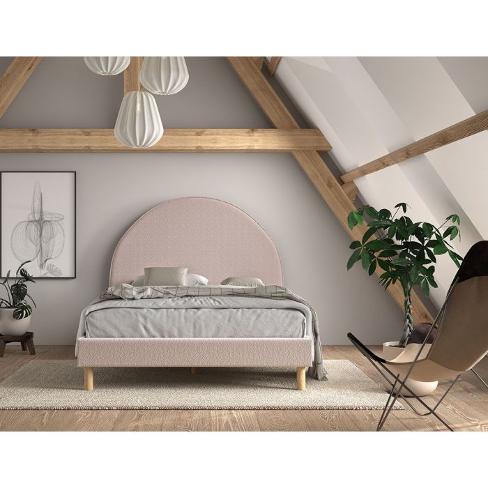 MOON BED 140 X 200 CM PINK BOUCLE