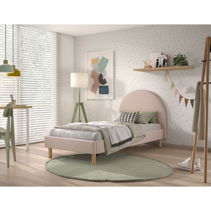 MOON BED 90 X 200 CM PINK BOUCLE