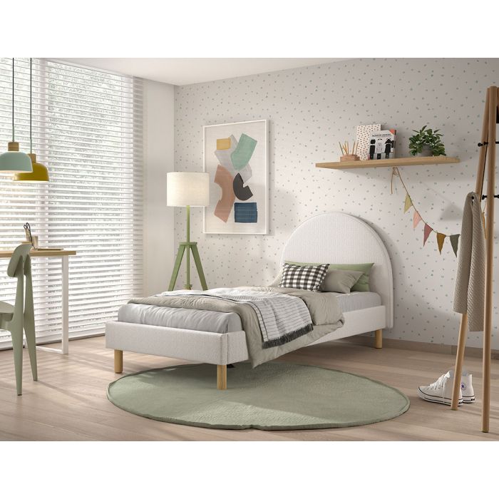MOON BED 90 X 200 CM WHITE BOUCLE