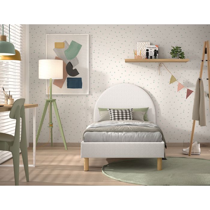 MOON BED 90 X 200 CM WHITE BOUCLE