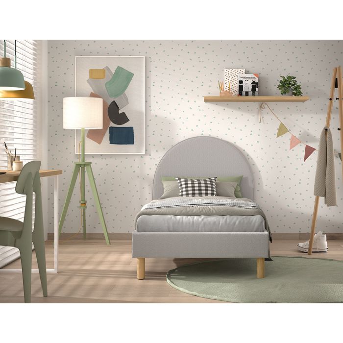 MOON BED 90 X 200 CM GREY BOUCLE